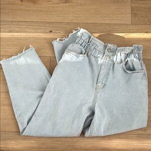 OAK+FORT Light Blue Paper Bag High-Waisted Frayed Jeans